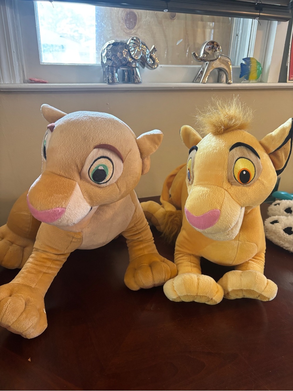 Disney Plush Simba & Nala Lion Set - Yellow with Pink Accents